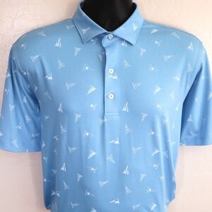 Johnnie-O Performance Golf Polo Clark Malibu AOP Printed Jersey Blue Men's M